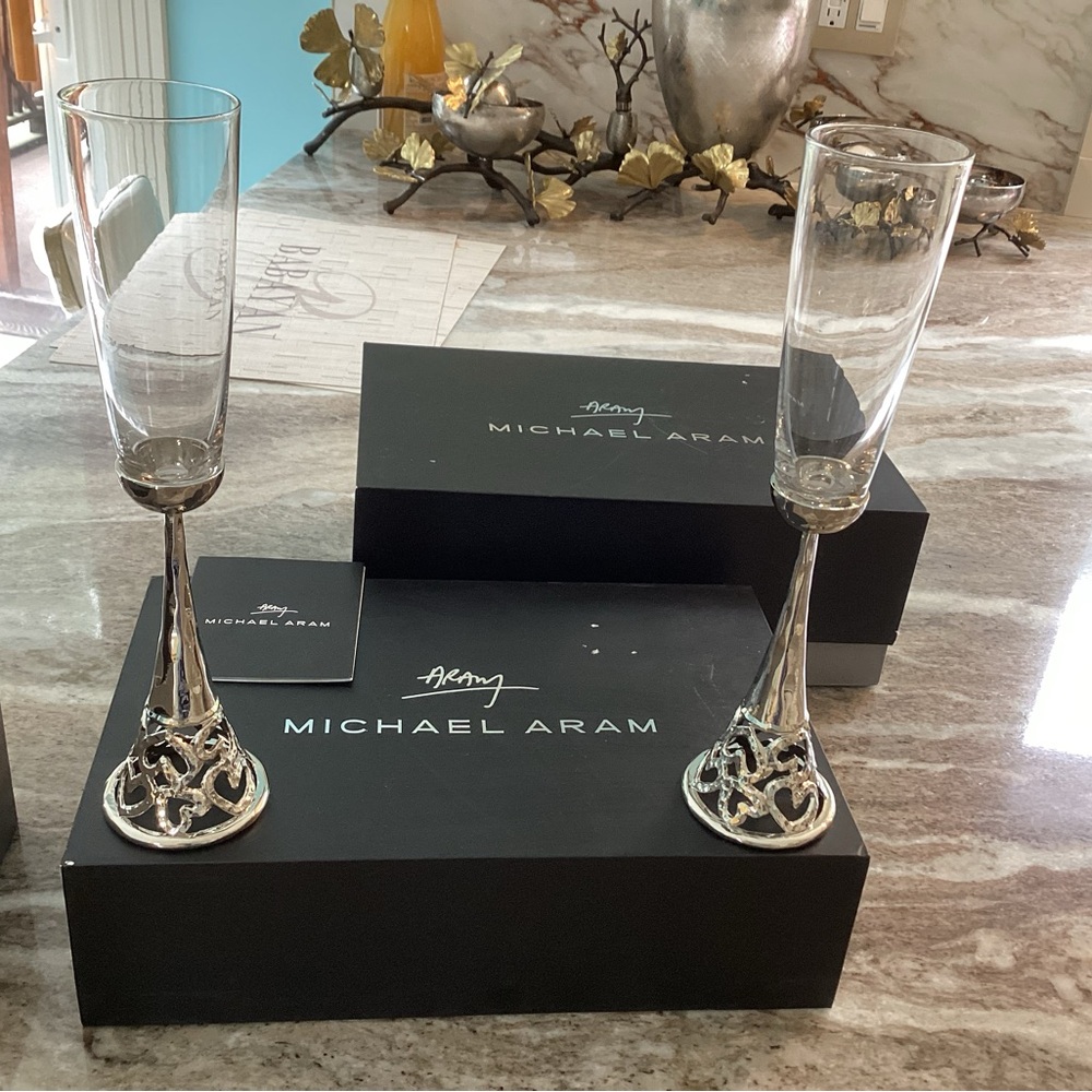 Michael Aram Ornate Silver Flutes